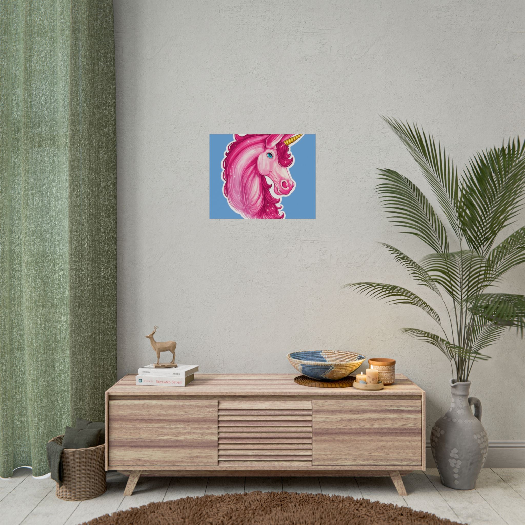 Pink Unicorn Head Rolled Poster — Cute Fantasy Wall Art for Kids' Rooms & Gifts