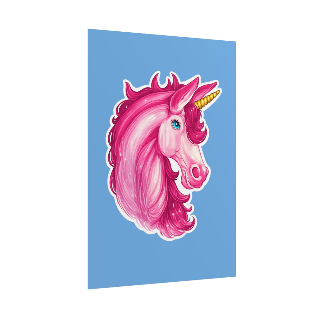 Pink Unicorn Head Rolled Poster — Cute Fantasy Wall Art for Kids' Rooms & Gifts