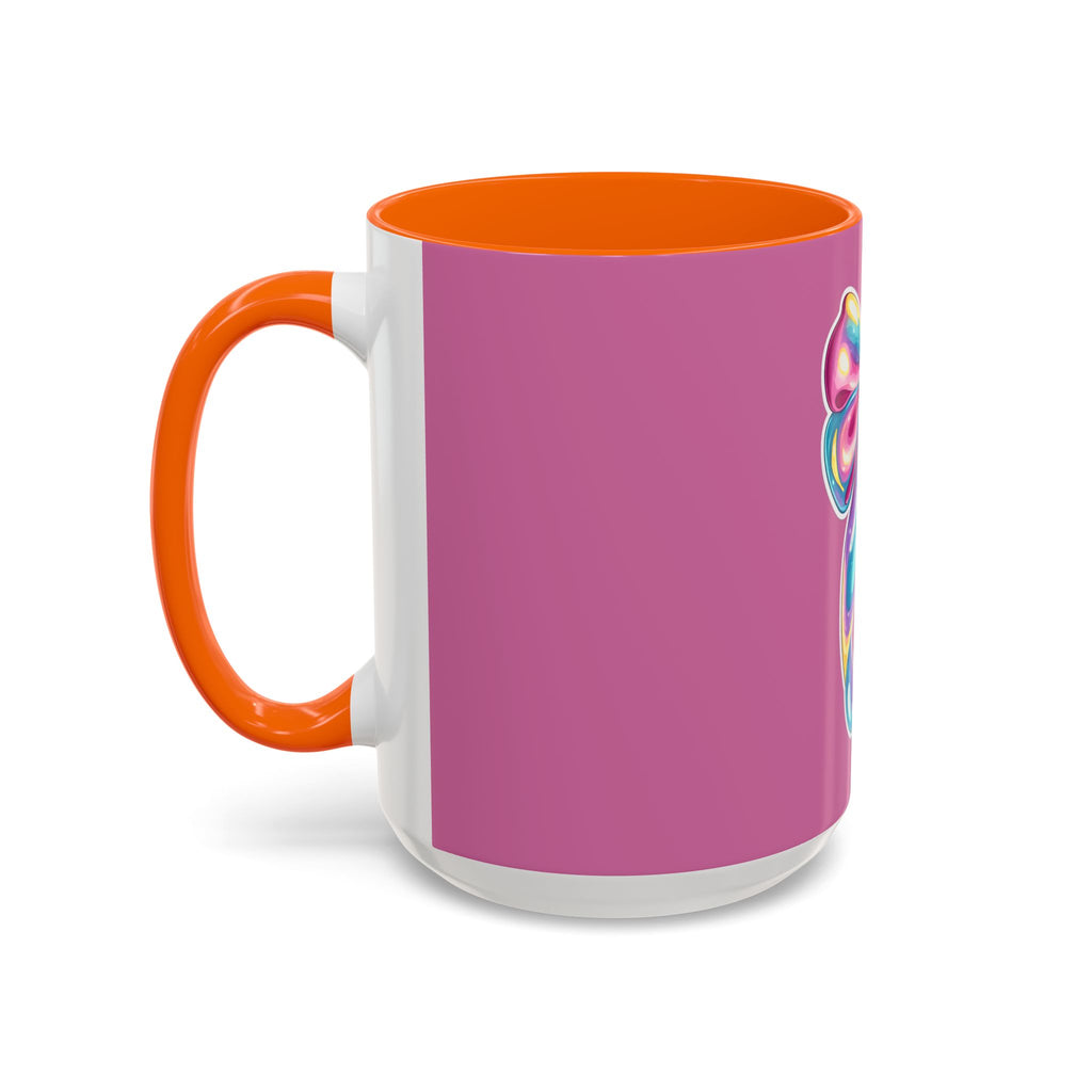 Pink Accent Coffee Mug with Rainbow Bow – Cute Gift Mug for Her
