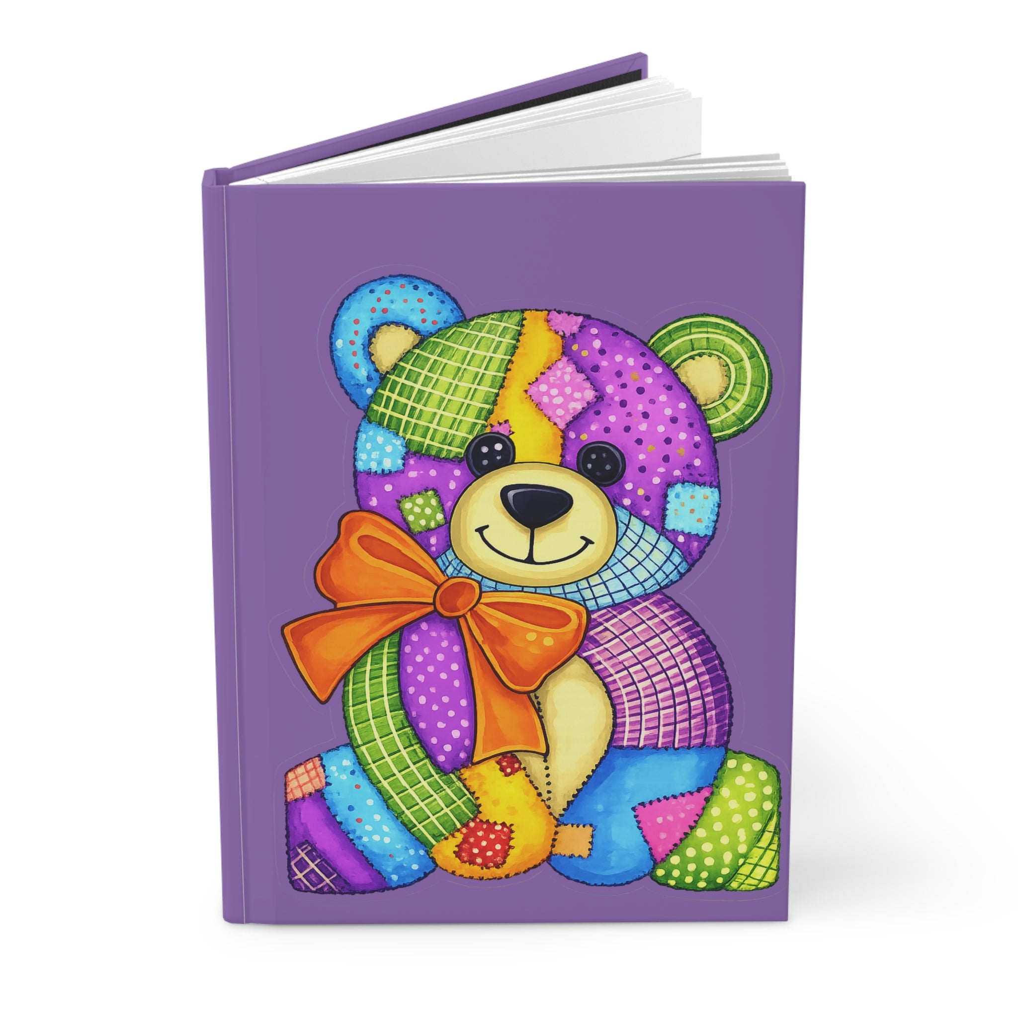 Patchwork Teddy Hardcover Journal – Colorful Cute Bear Notebook for Kids & Gifts
