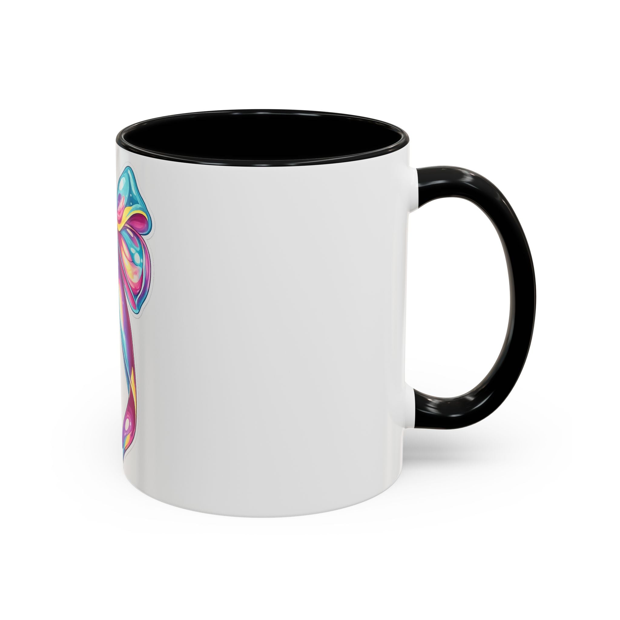 Rainbow Bow Accent Coffee Mug — Colorful Gift Mug for Her