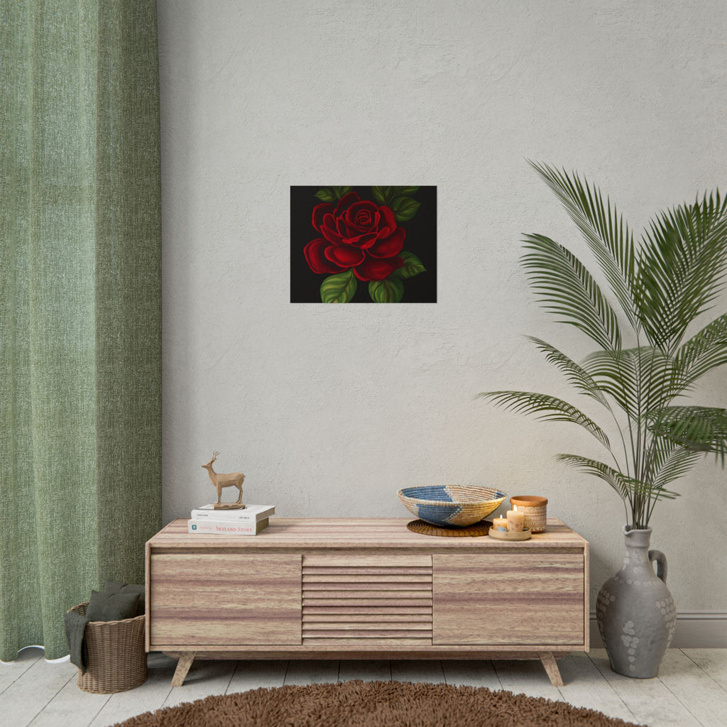Red Rose Art Poster — Romantic Floral Wall Print (Rolled Poster)