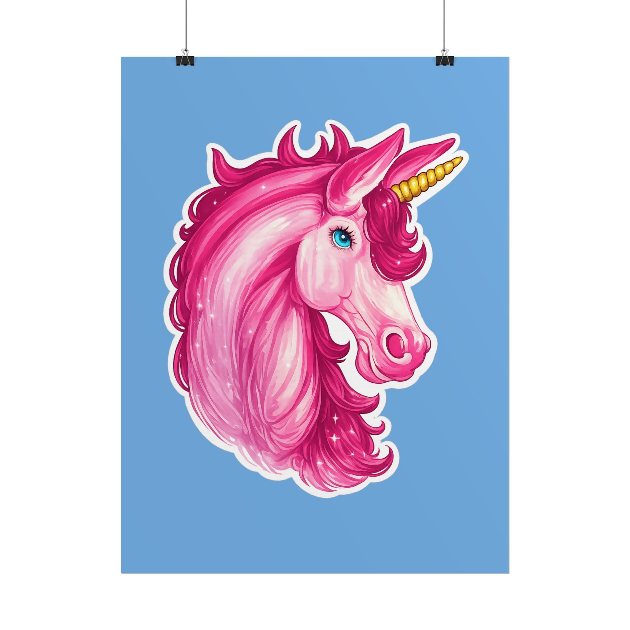 Pink Unicorn Head Rolled Poster — Cute Fantasy Wall Art for Kids' Rooms & Gifts