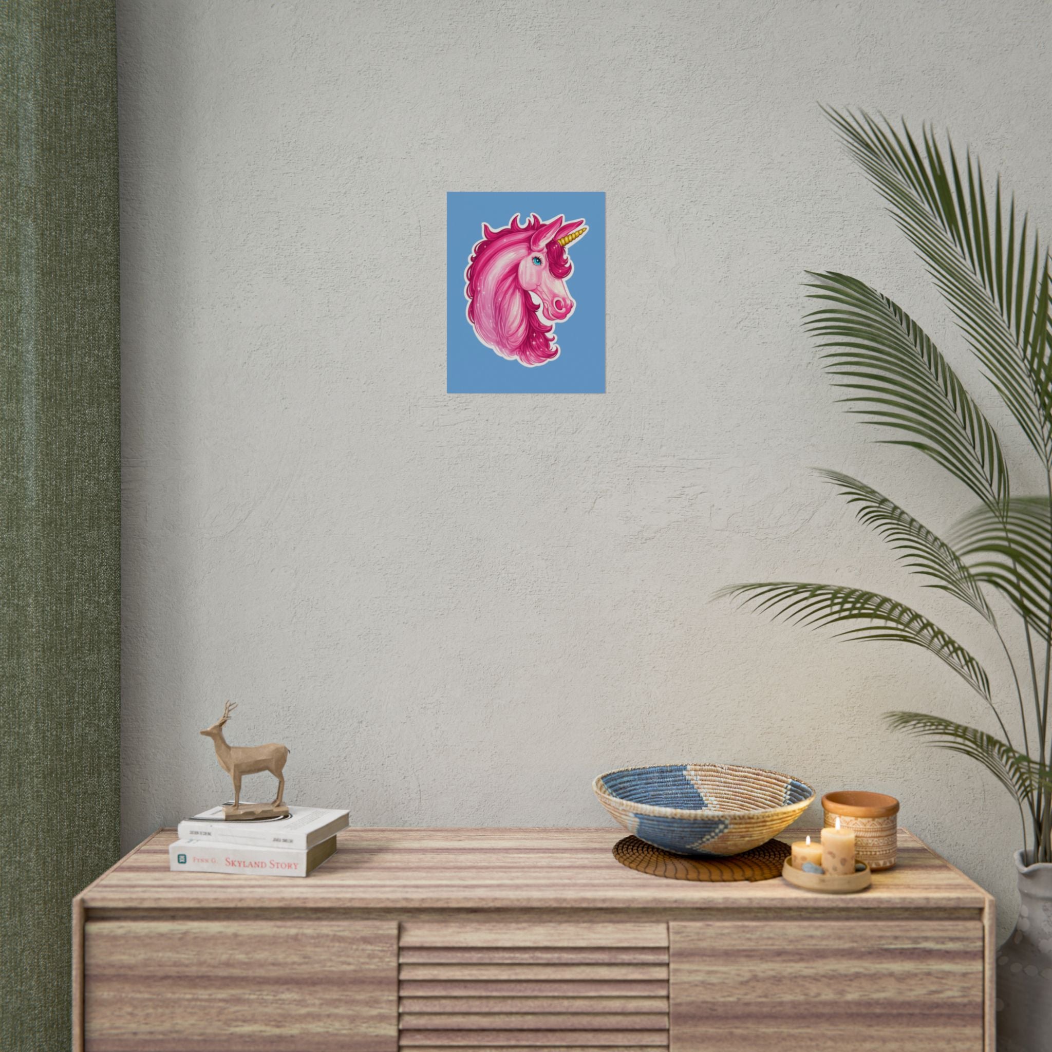 Pink Unicorn Head Rolled Poster — Cute Fantasy Wall Art for Kids' Rooms & Gifts