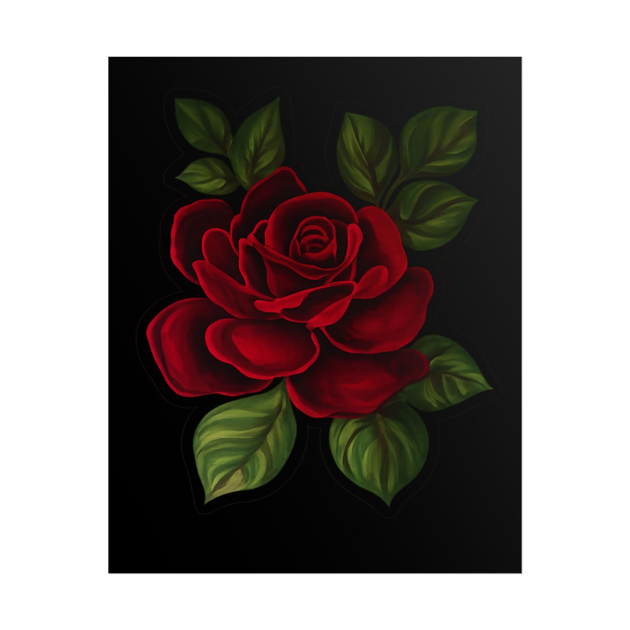 Red Rose Art Poster — Romantic Floral Wall Print (Rolled Poster)