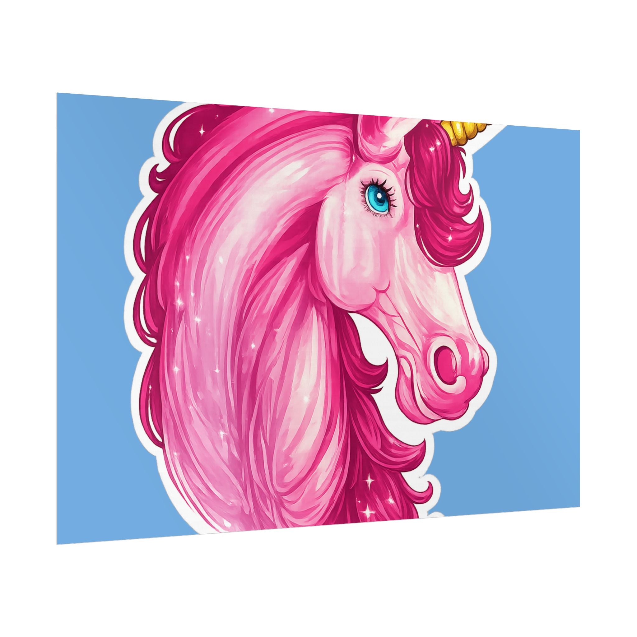 Pink Unicorn Head Rolled Poster — Cute Fantasy Wall Art for Kids' Rooms & Gifts