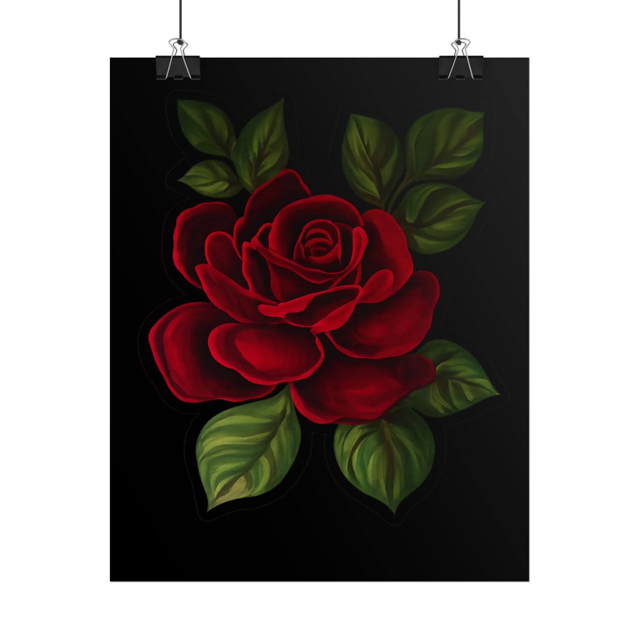 Red Rose Art Poster — Romantic Floral Wall Print (Rolled Poster)