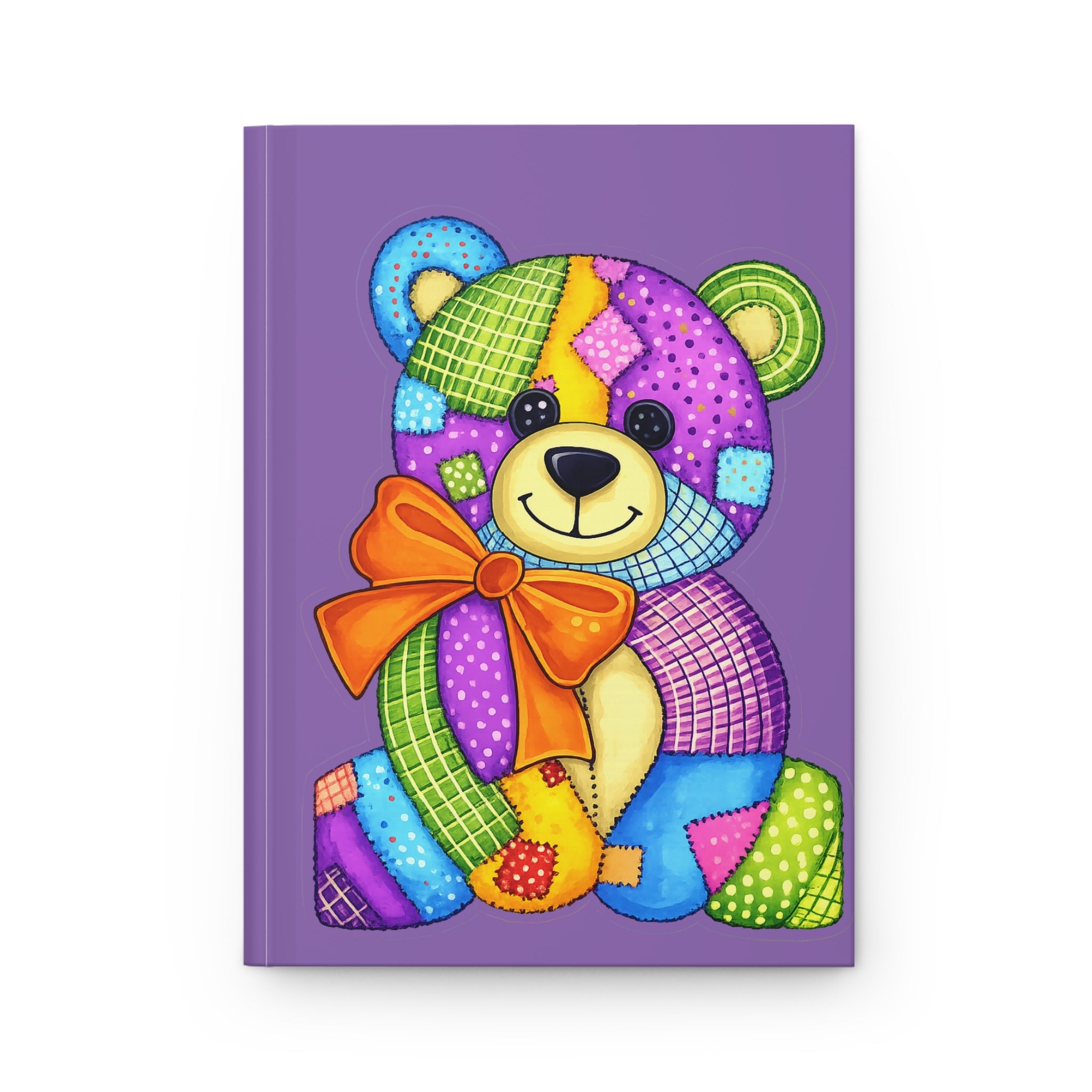 Patchwork Teddy Hardcover Journal – Colorful Cute Bear Notebook for Kids & Gifts