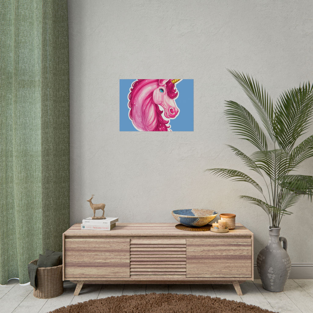 Pink Unicorn Head Rolled Poster — Cute Fantasy Wall Art for Kids' Rooms & Gifts
