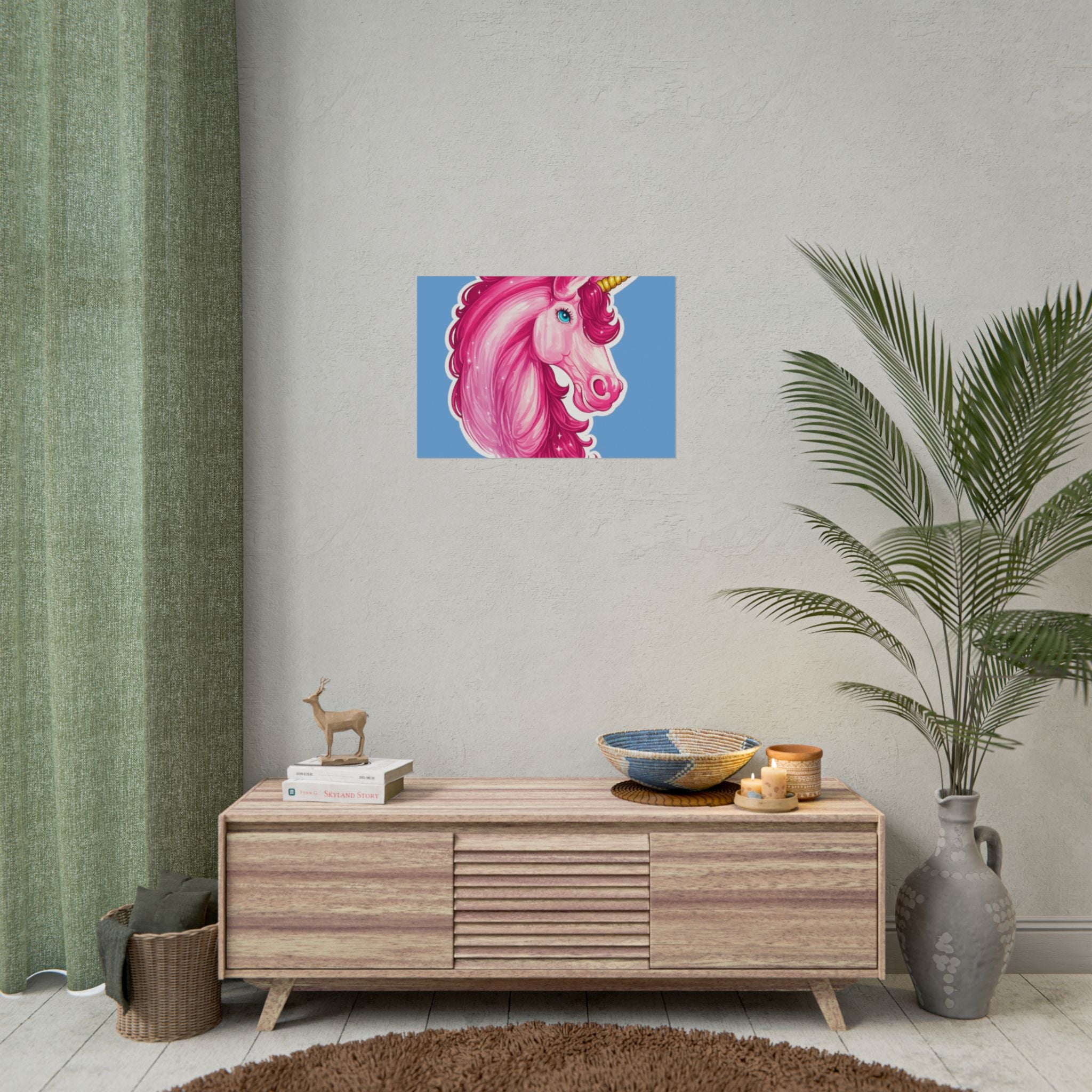 Pink Unicorn Head Rolled Poster — Cute Fantasy Wall Art for Kids' Rooms & Gifts