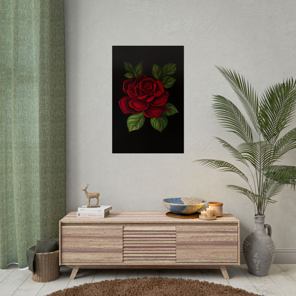 Red Rose Art Poster — Romantic Floral Wall Print (Rolled Poster)