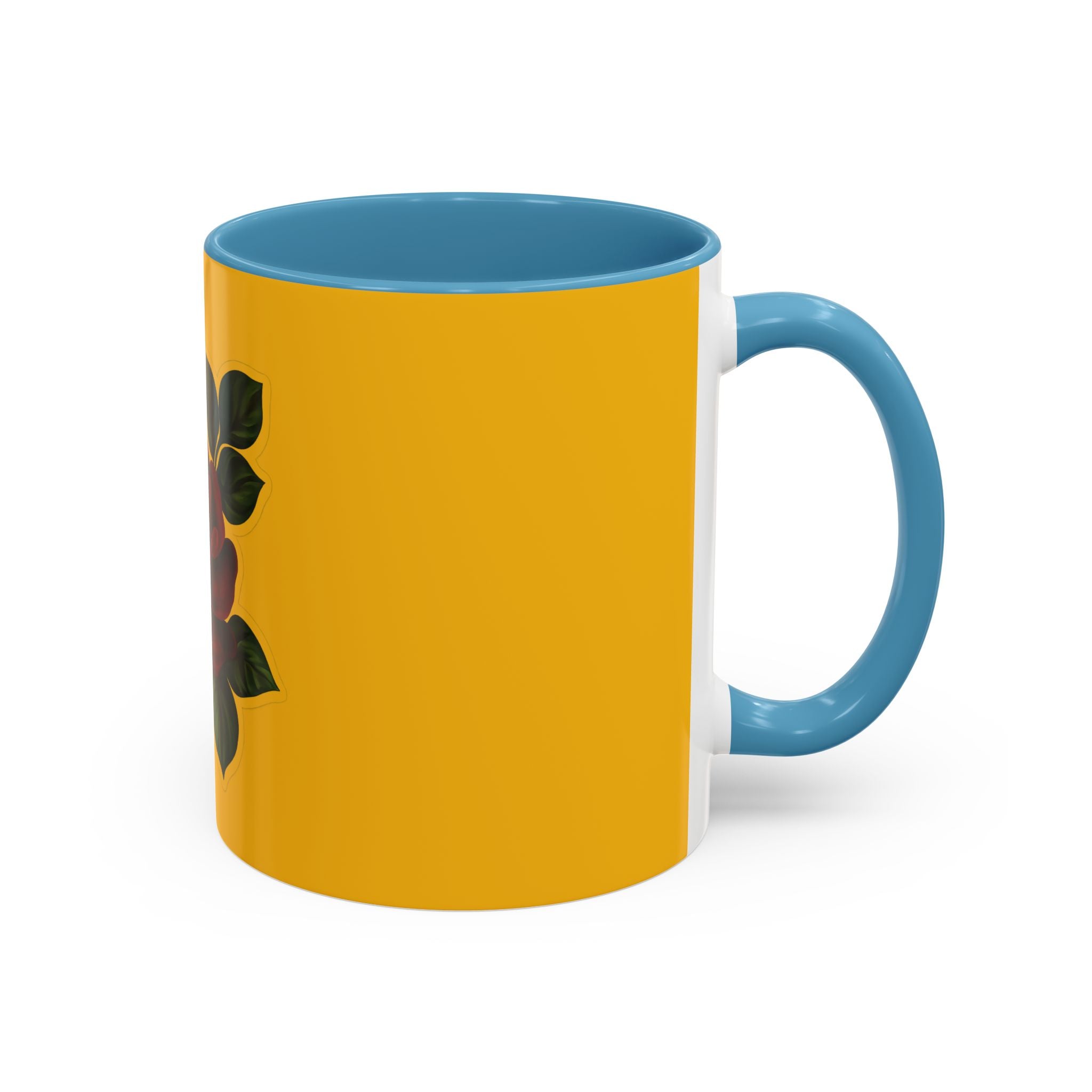 Yellow Rose Accent Coffee Mug – Vintage Red Rose Floral Ceramic Mug