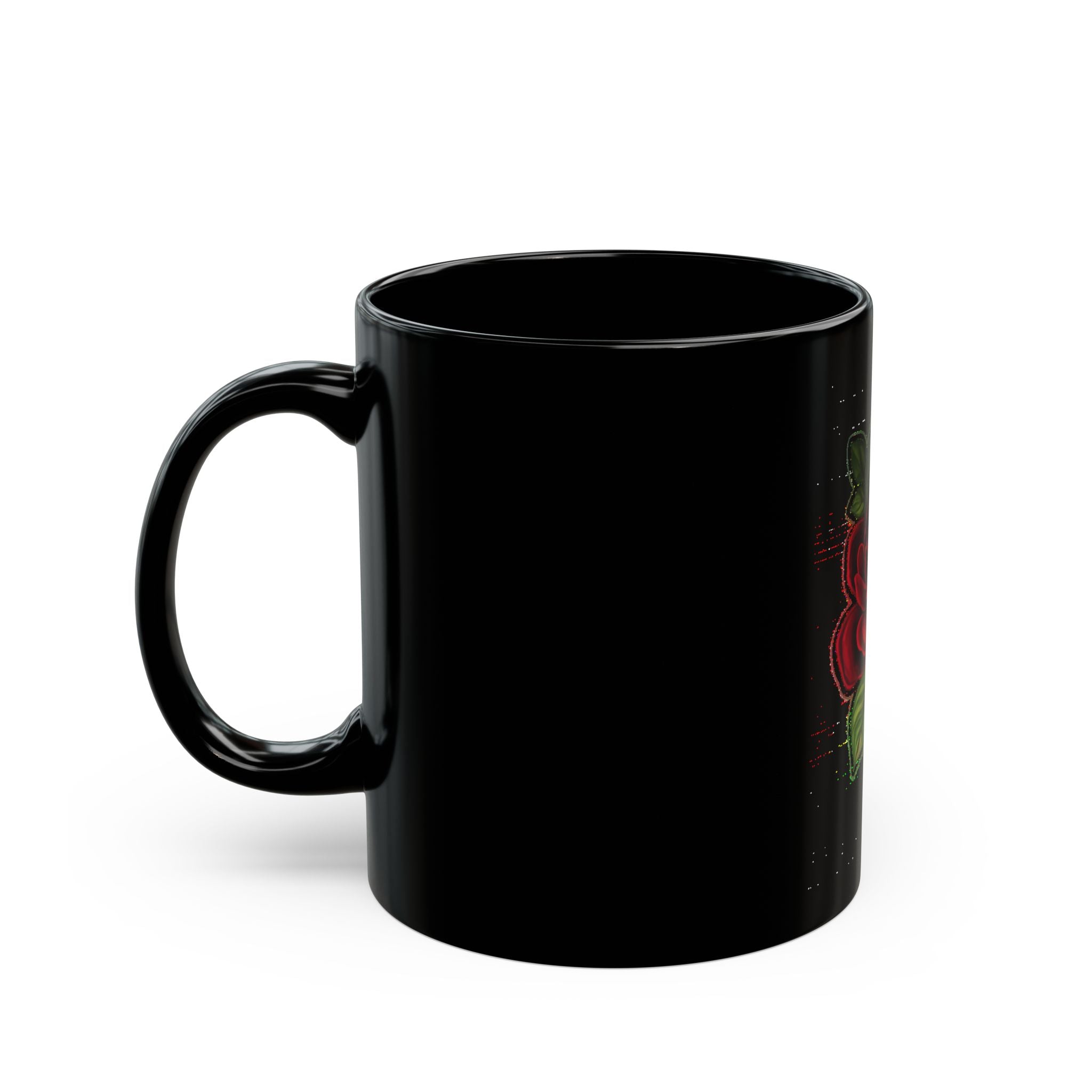 Black Rose Mug — Red Rose Floral Coffee Cup (11oz/15oz)