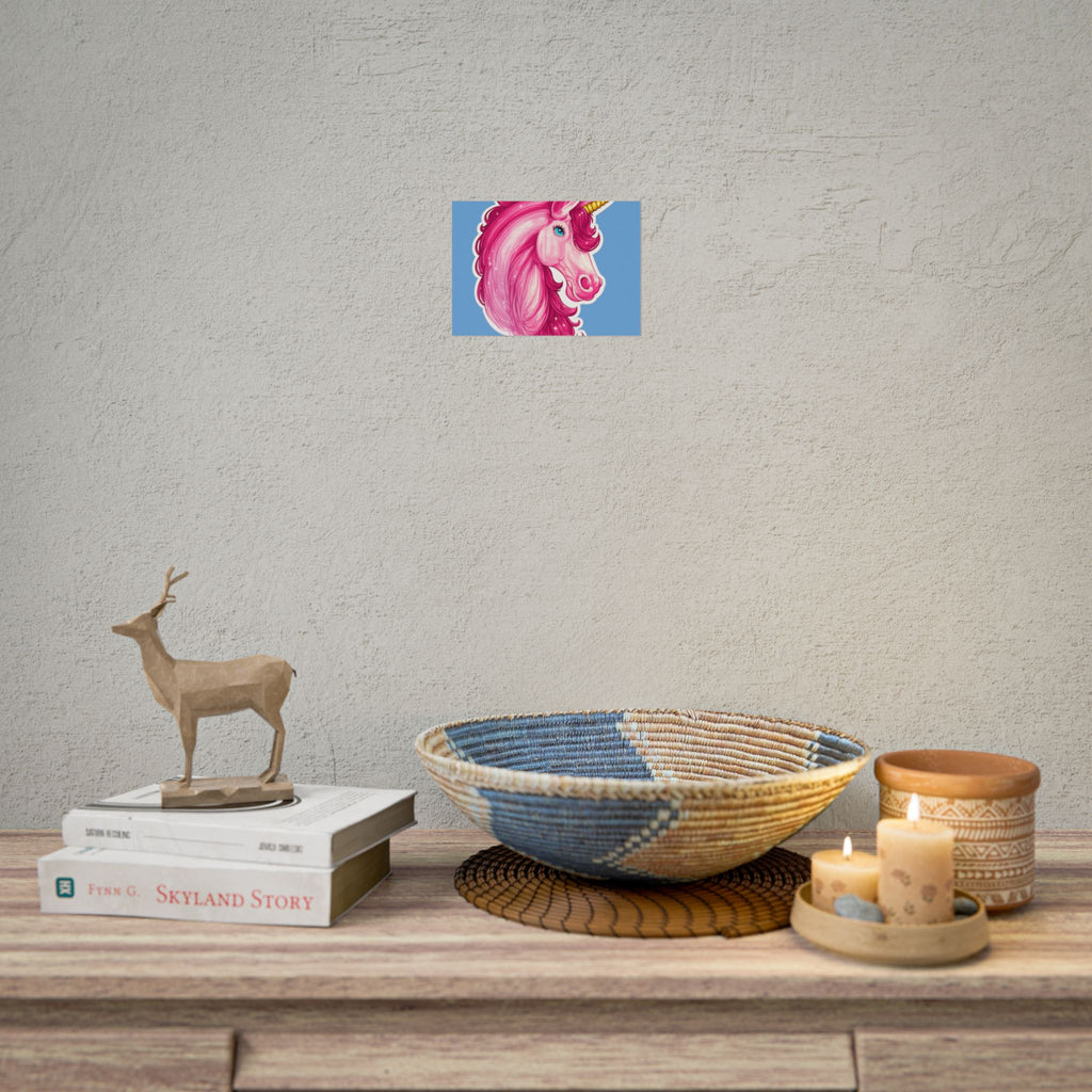 Pink Unicorn Head Rolled Poster — Cute Fantasy Wall Art for Kids' Rooms & Gifts