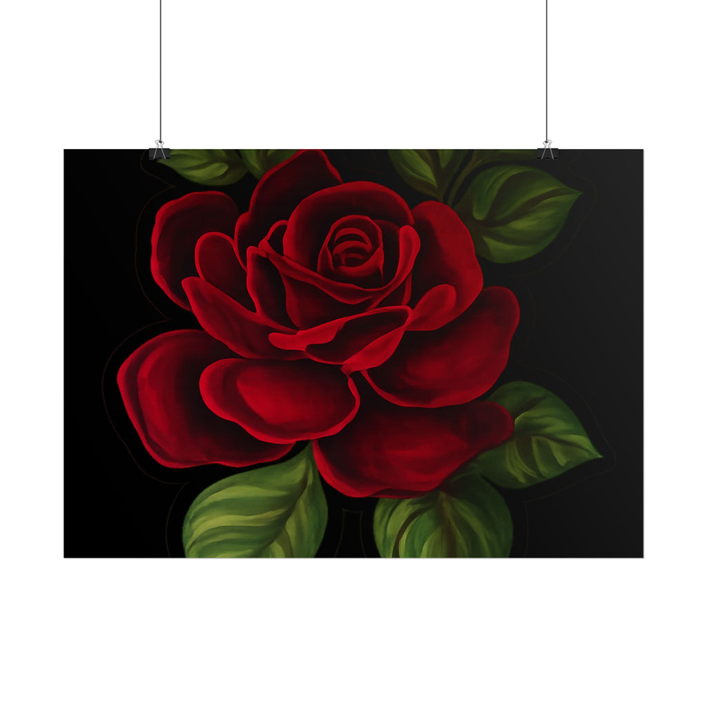 Red Rose Art Poster — Romantic Floral Wall Print (Rolled Poster)