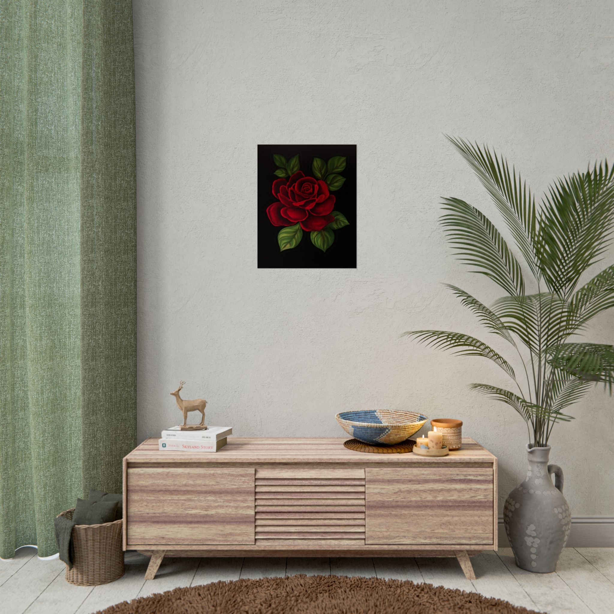 Red Rose Art Poster — Romantic Floral Wall Print (Rolled Poster)