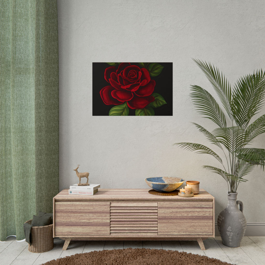 Red Rose Art Poster — Romantic Floral Wall Print (Rolled Poster)