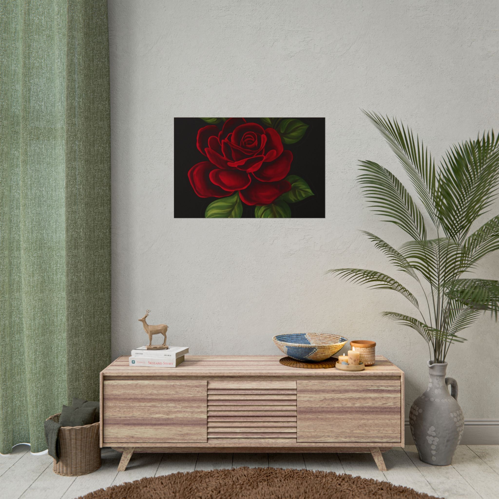 Red Rose Art Poster — Romantic Floral Wall Print (Rolled Poster)