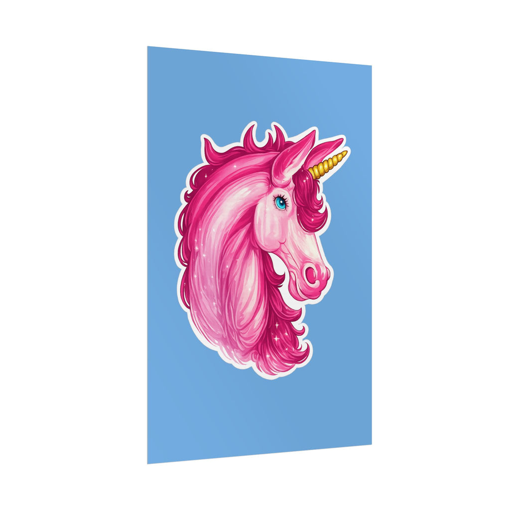 Pink Unicorn Head Rolled Poster — Cute Fantasy Wall Art for Kids' Rooms & Gifts