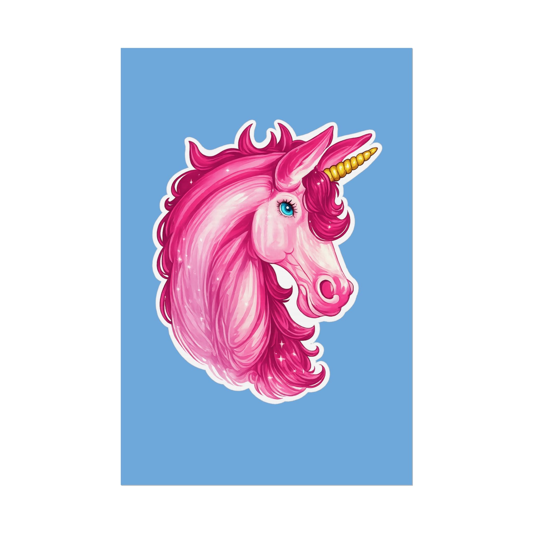 Pink Unicorn Head Rolled Poster — Cute Fantasy Wall Art for Kids' Rooms & Gifts