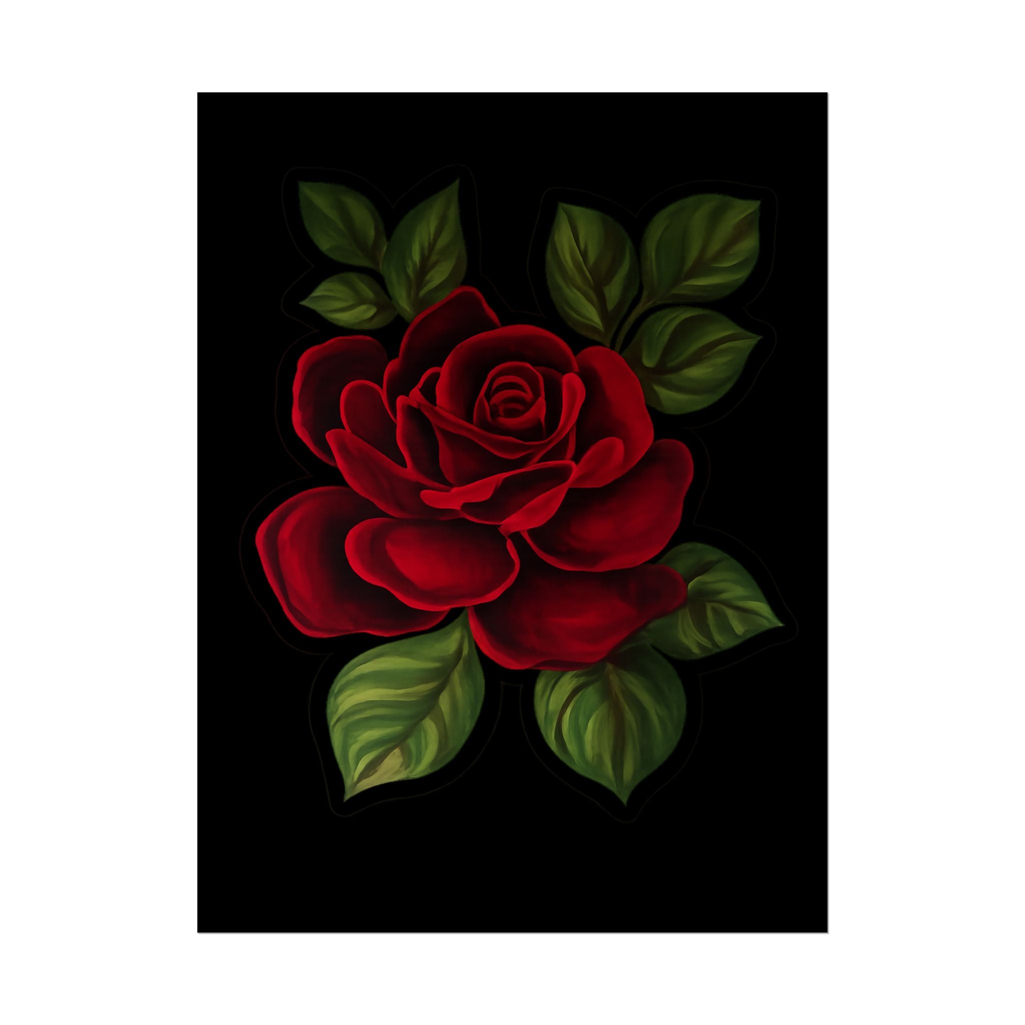 Red Rose Art Poster — Romantic Floral Wall Print (Rolled Poster)