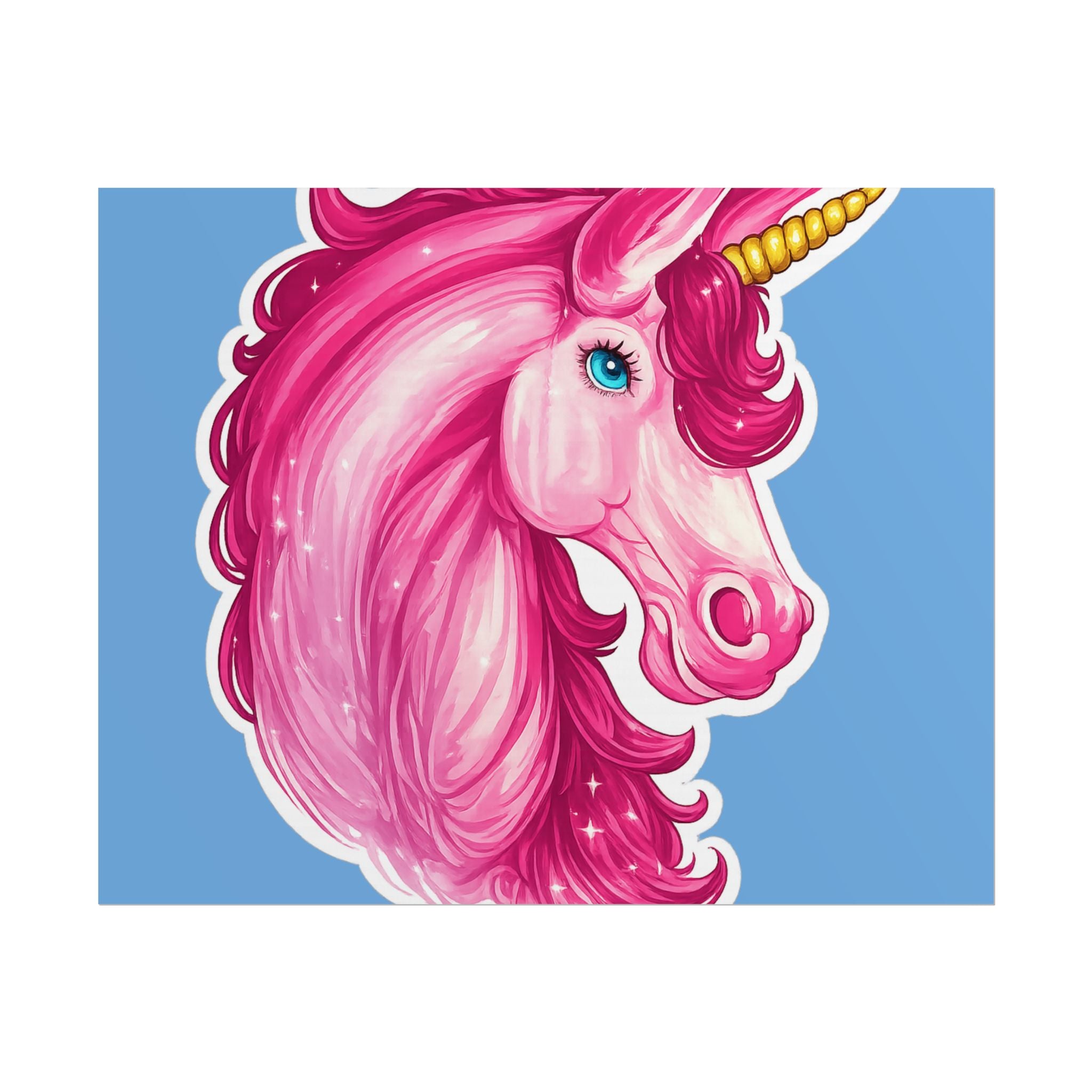 Pink Unicorn Head Rolled Poster — Cute Fantasy Wall Art for Kids' Rooms & Gifts