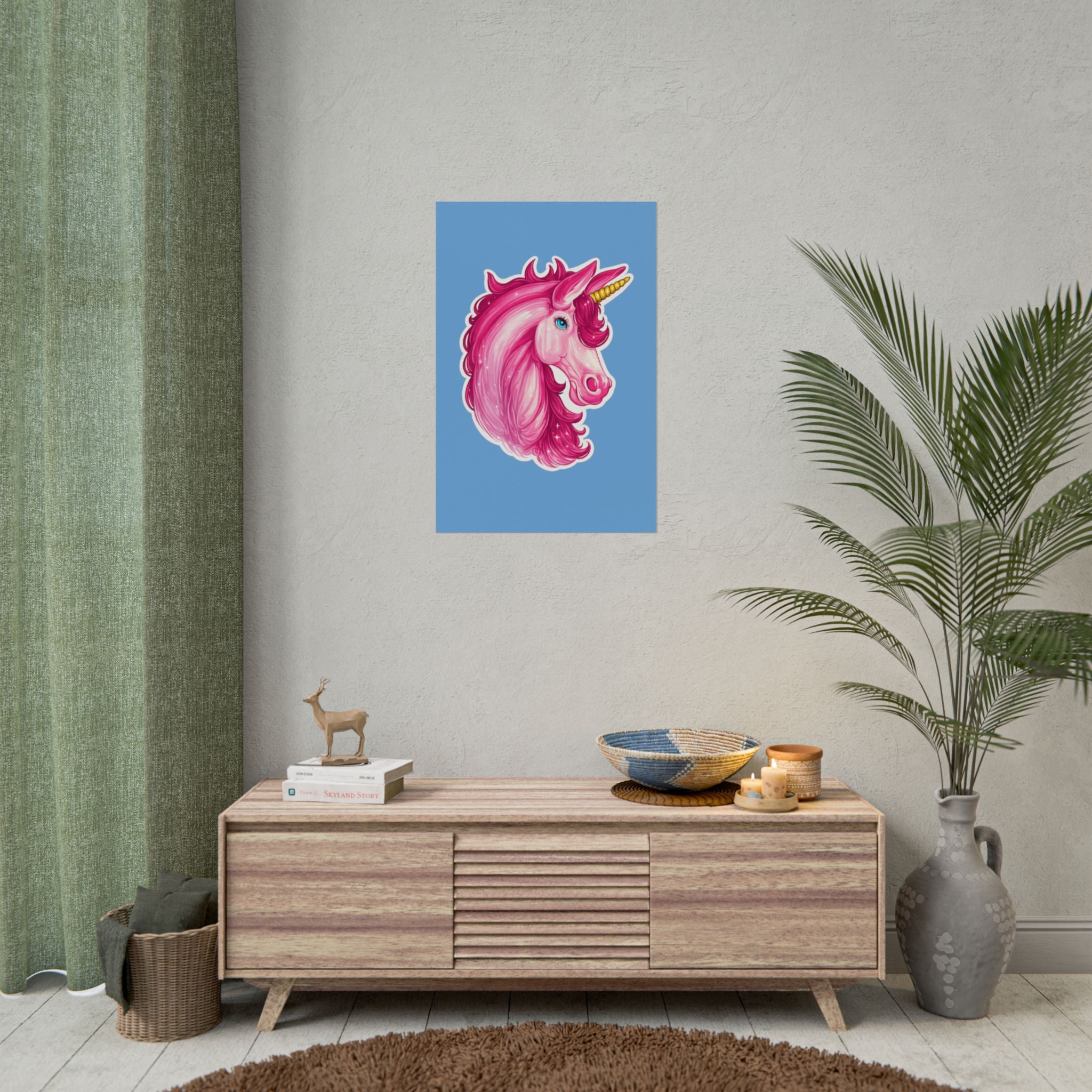 Pink Unicorn Head Rolled Poster — Cute Fantasy Wall Art for Kids' Rooms & Gifts