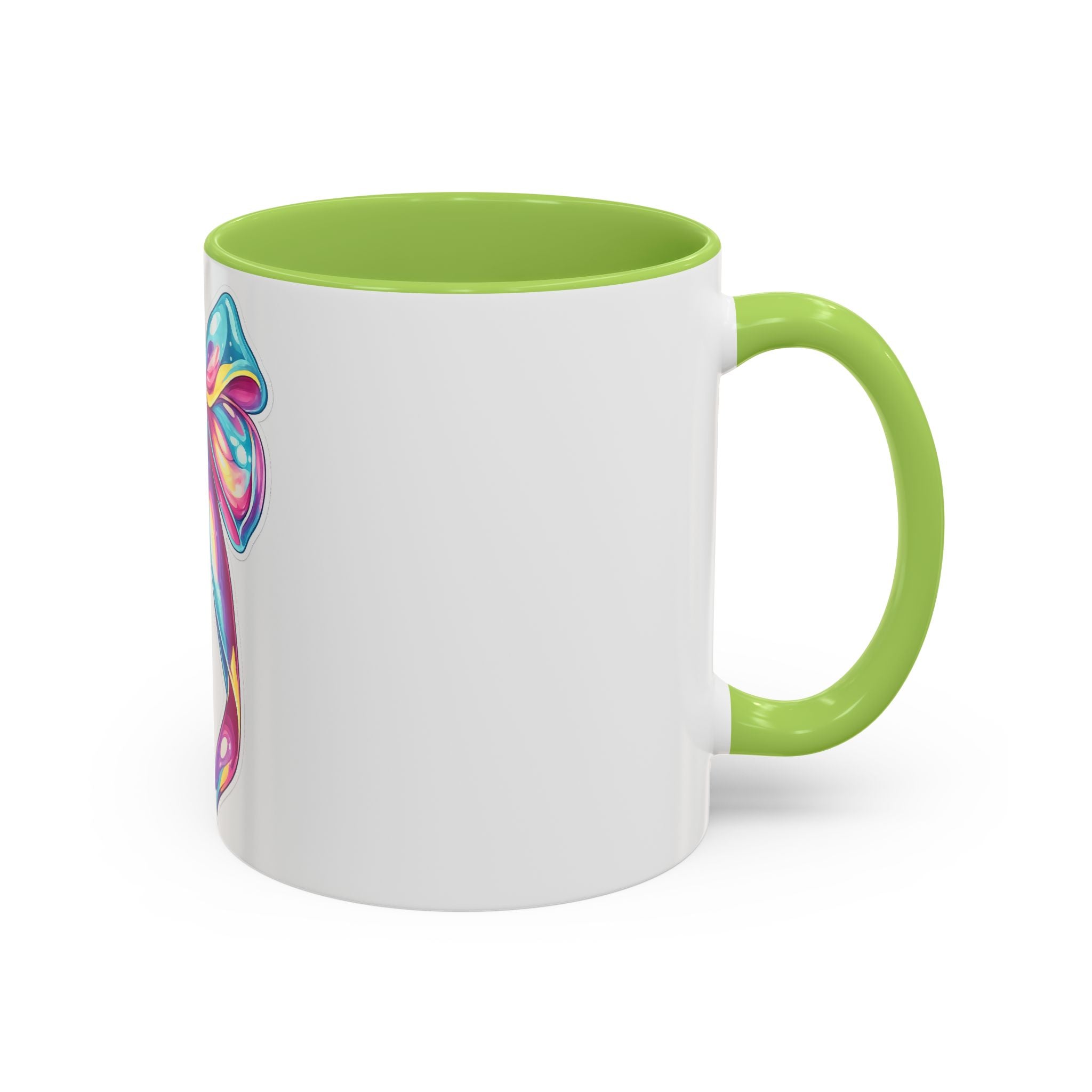 Rainbow Bow Accent Coffee Mug — Colorful Gift Mug for Her
