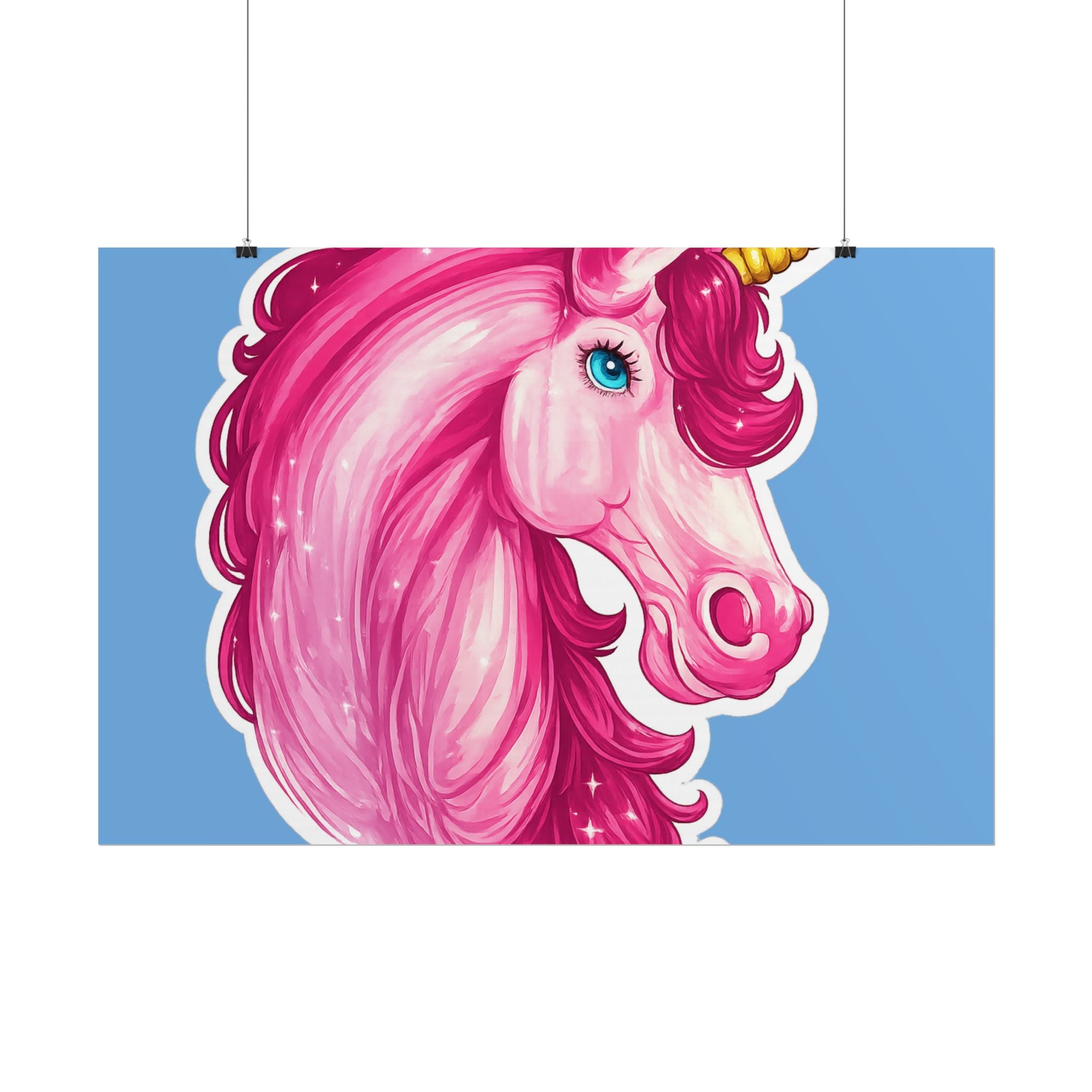 Pink Unicorn Head Rolled Poster — Cute Fantasy Wall Art for Kids' Rooms & Gifts