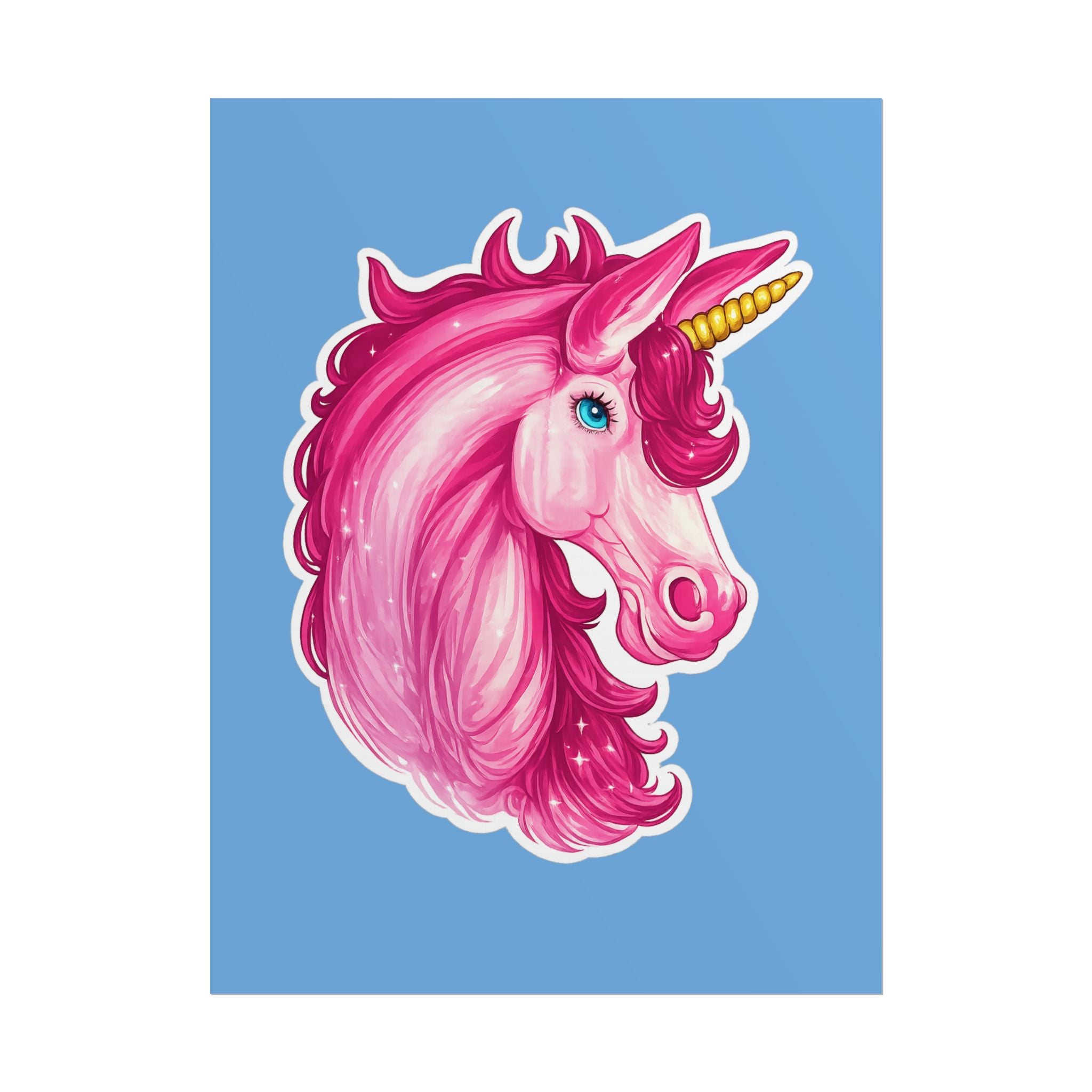 Pink Unicorn Head Rolled Poster — Cute Fantasy Wall Art for Kids' Rooms & Gifts