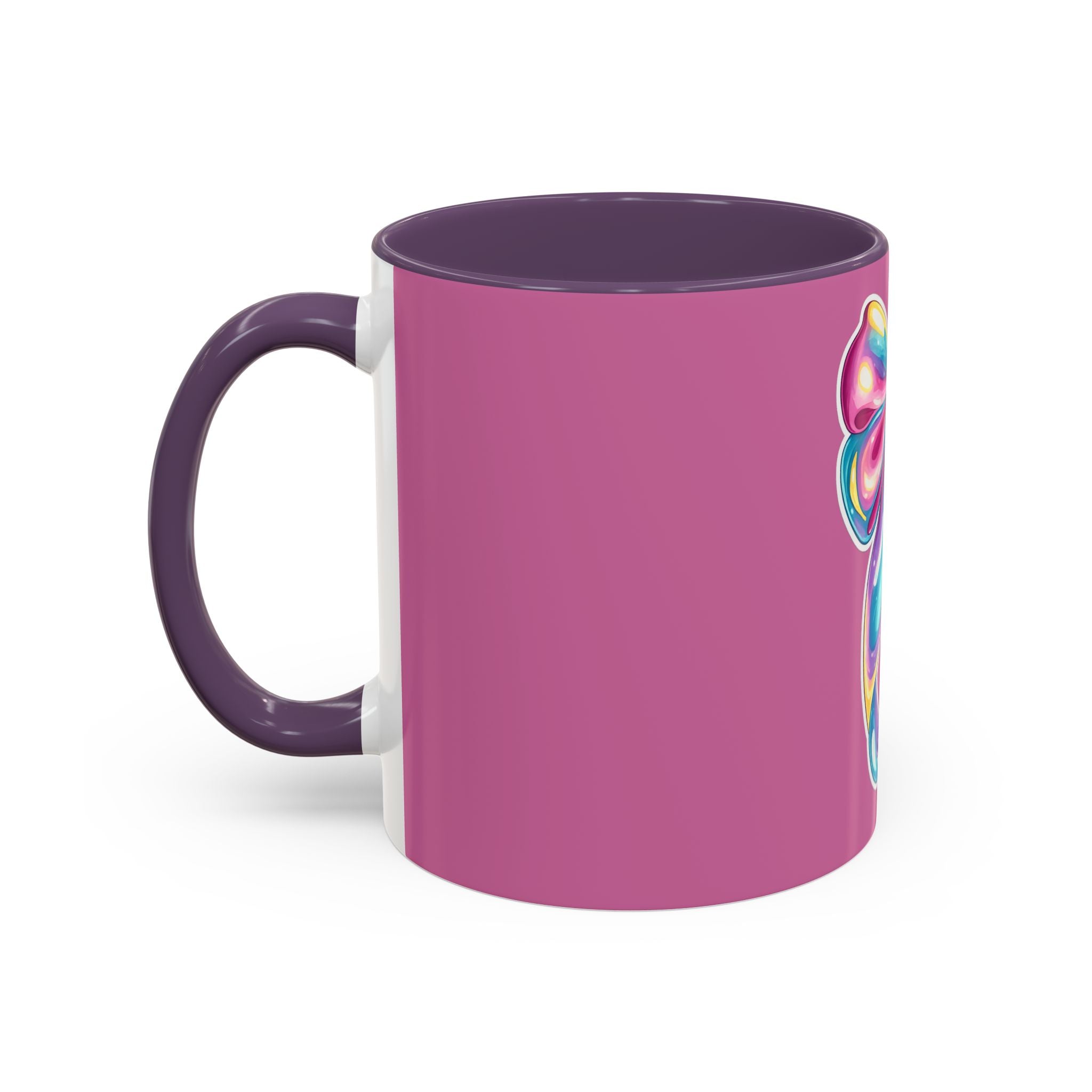 Pink Accent Coffee Mug with Rainbow Bow – Cute Gift Mug for Her