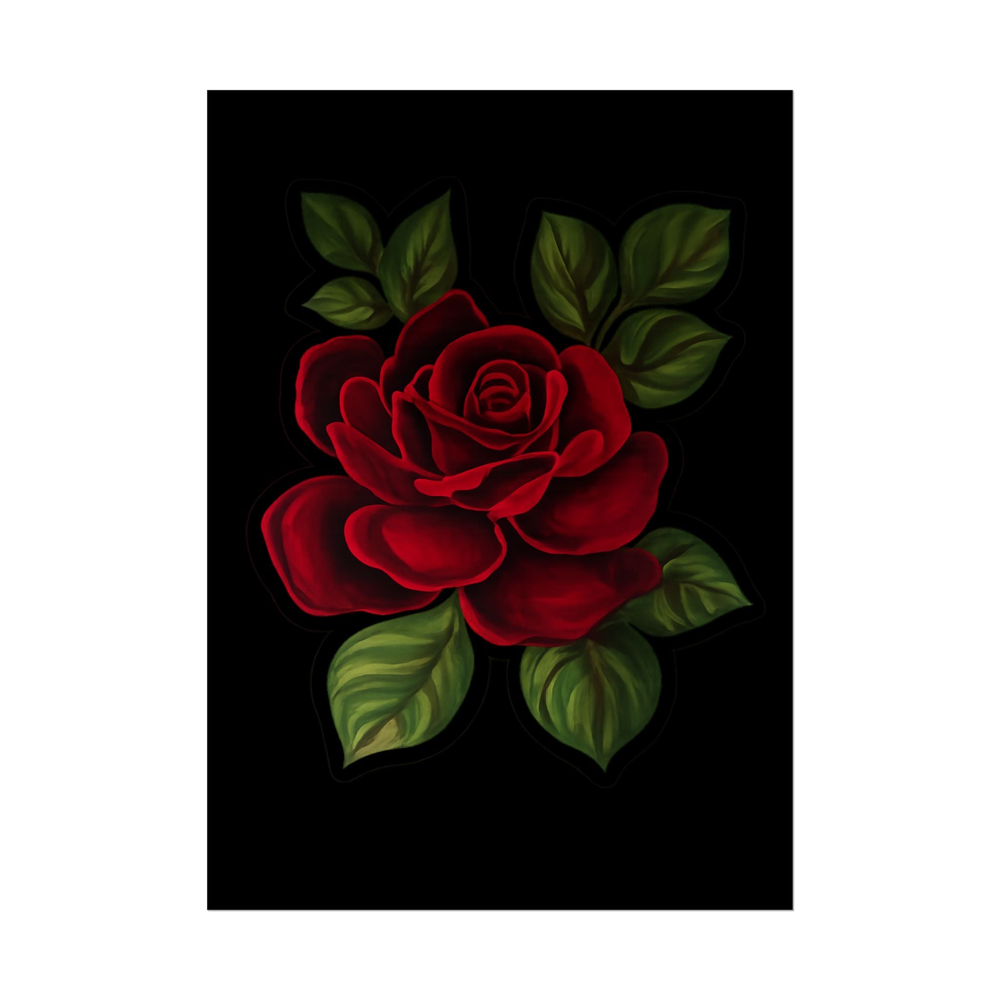 Red Rose Art Poster — Romantic Floral Wall Print (Rolled Poster)