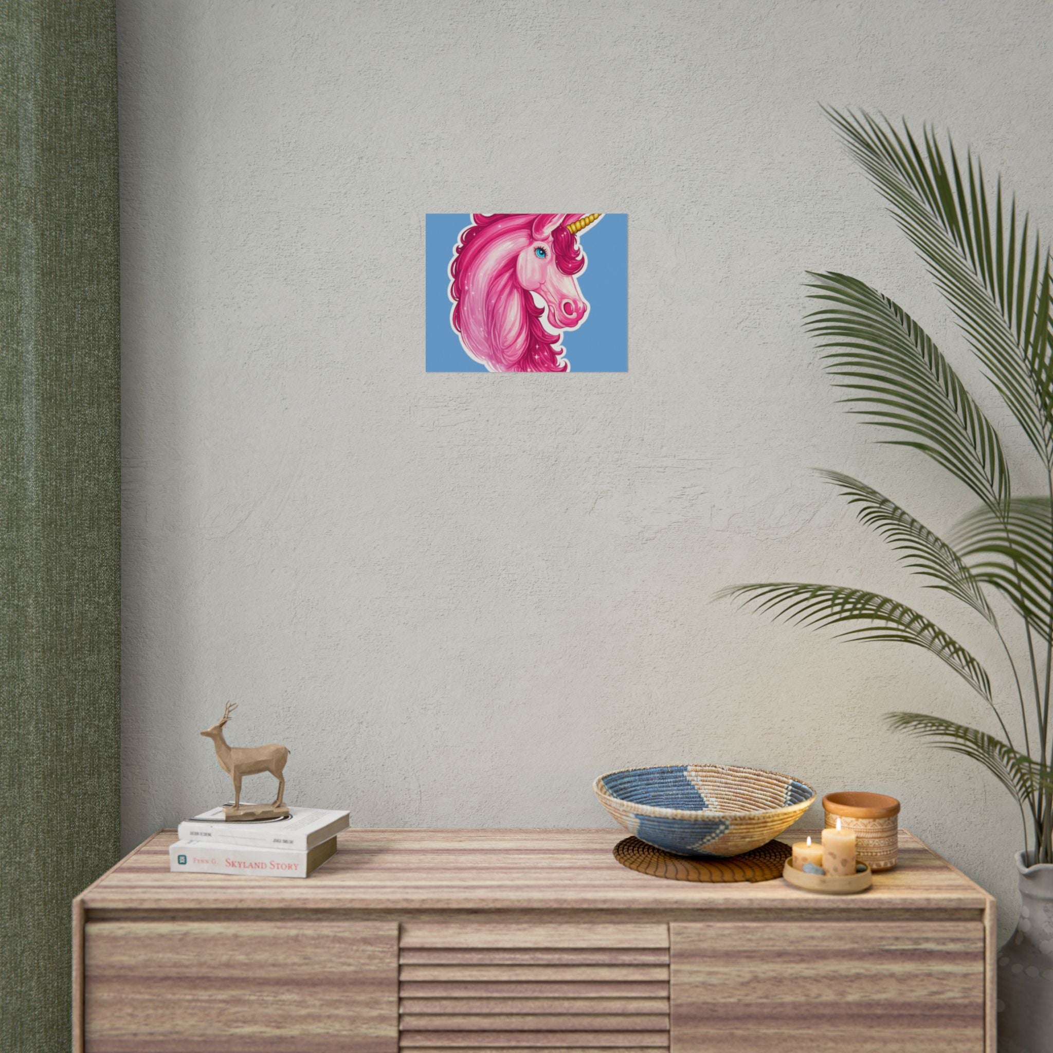 Pink Unicorn Head Rolled Poster — Cute Fantasy Wall Art for Kids' Rooms & Gifts