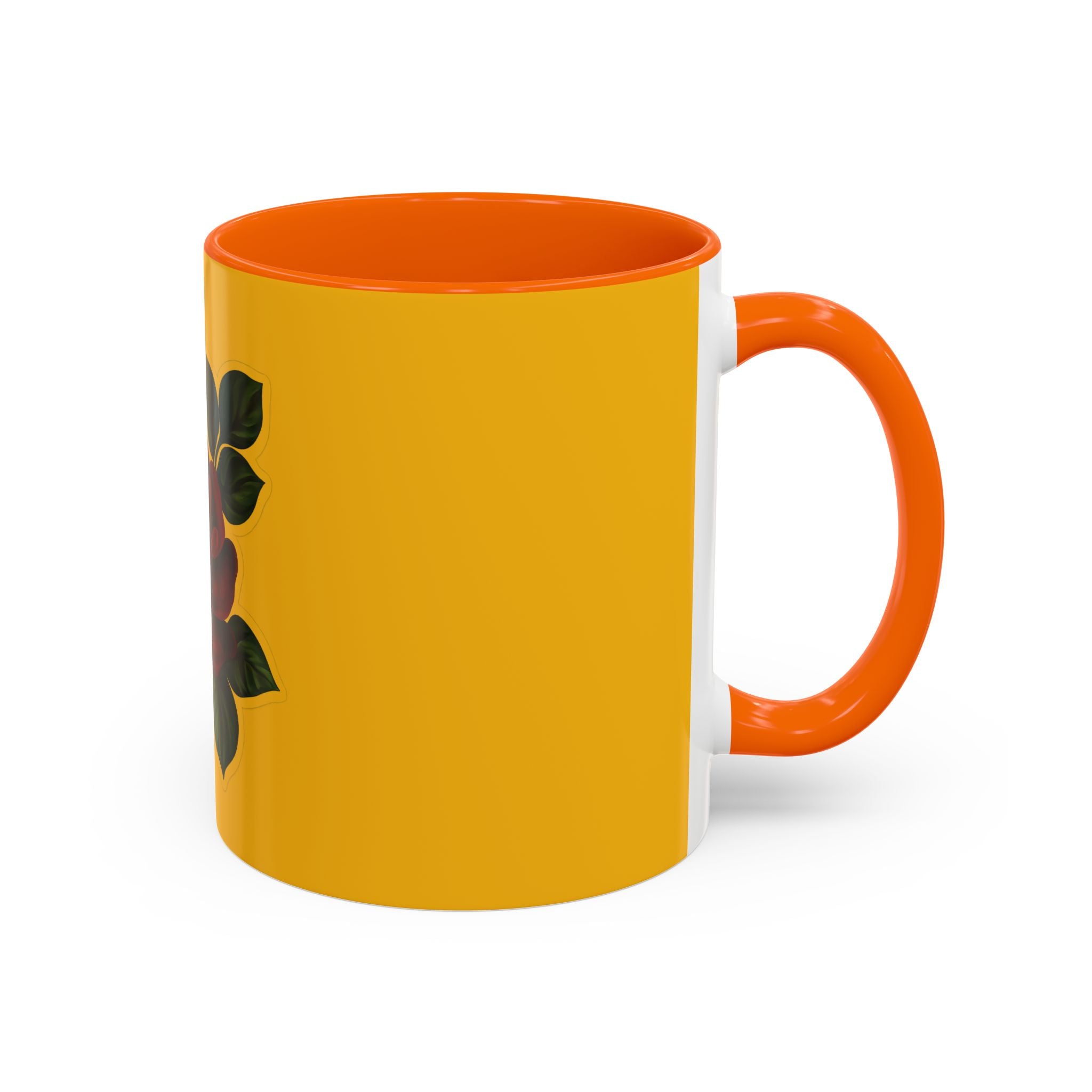 Yellow Rose Accent Coffee Mug – Vintage Red Rose Floral Ceramic Mug