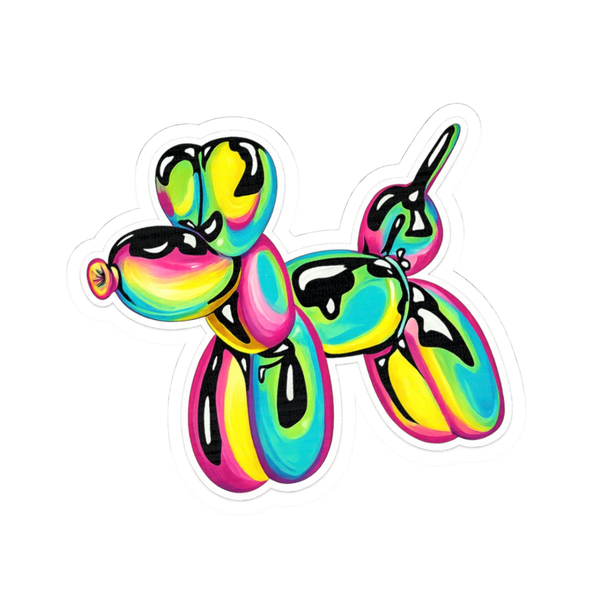 Colorful Balloon Dog Sticker — Colorful Cute Kiss-Cut Sticker for Laptops & Water Bottles
