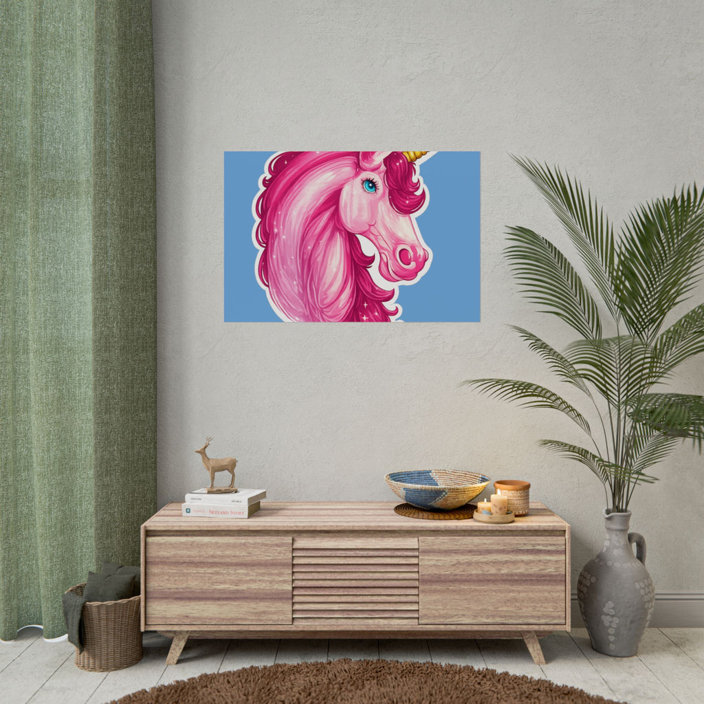 Pink Unicorn Head Rolled Poster — Cute Fantasy Wall Art for Kids' Rooms & Gifts