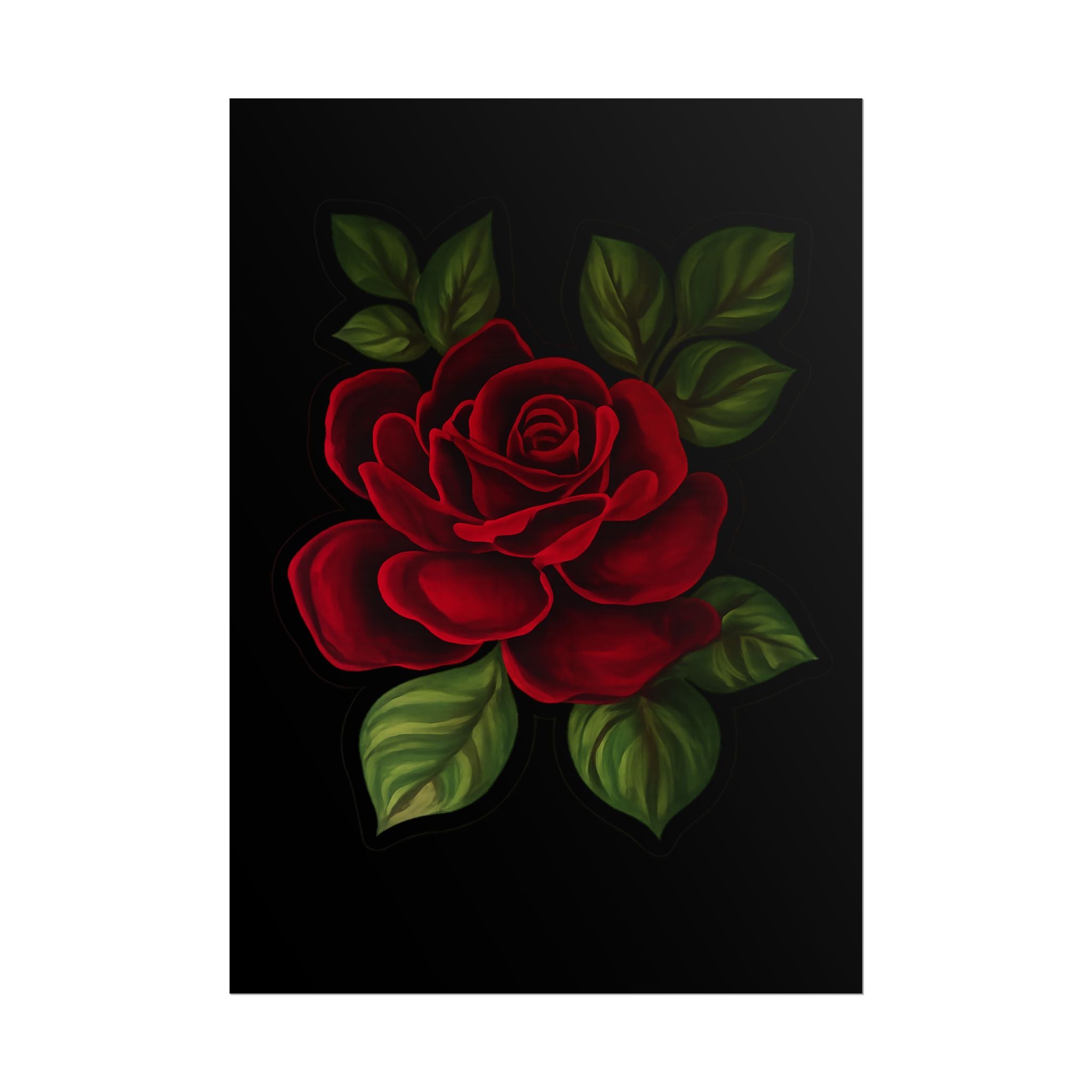 Red Rose Art Poster — Romantic Floral Wall Print (Rolled Poster)