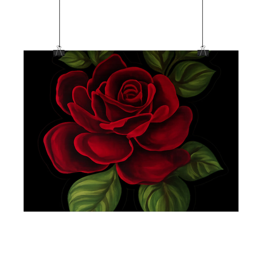 Red Rose Art Poster — Romantic Floral Wall Print (Rolled Poster)