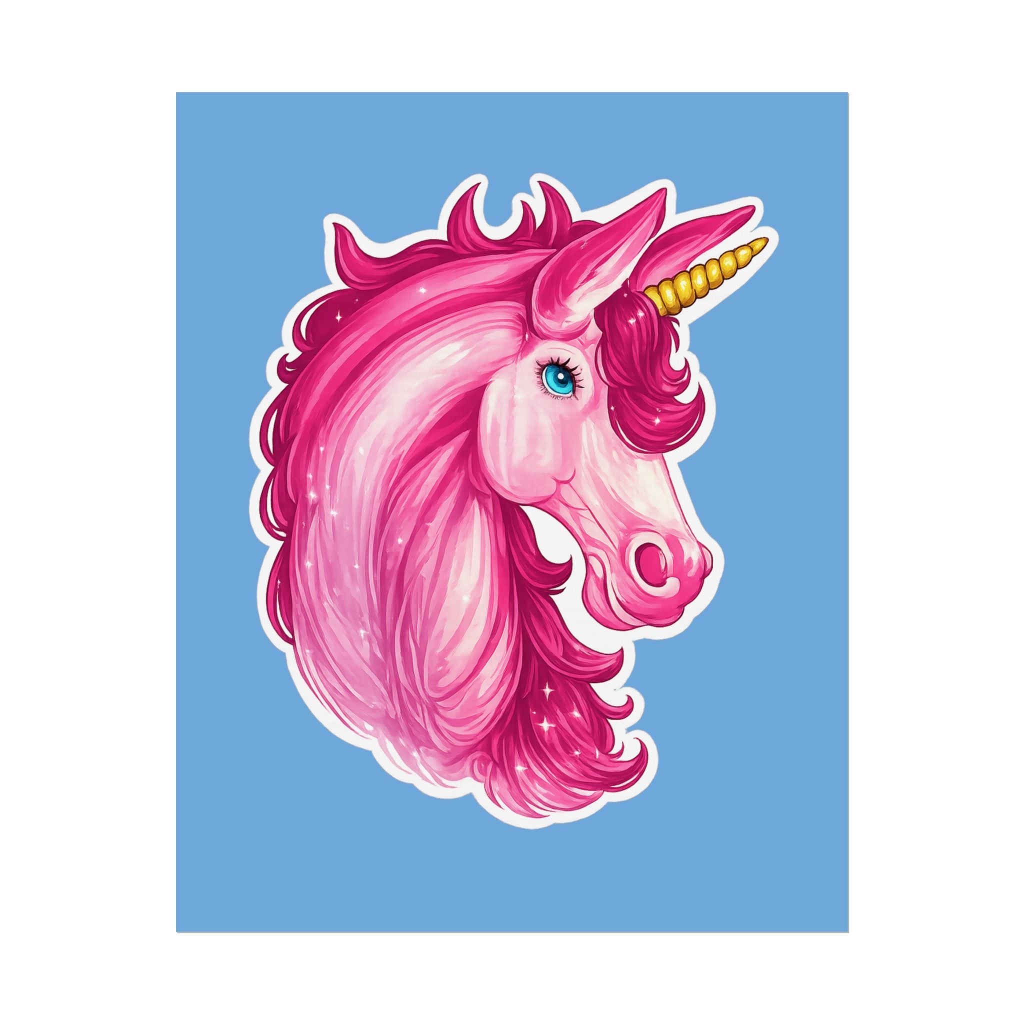 Pink Unicorn Head Rolled Poster — Cute Fantasy Wall Art for Kids' Rooms & Gifts