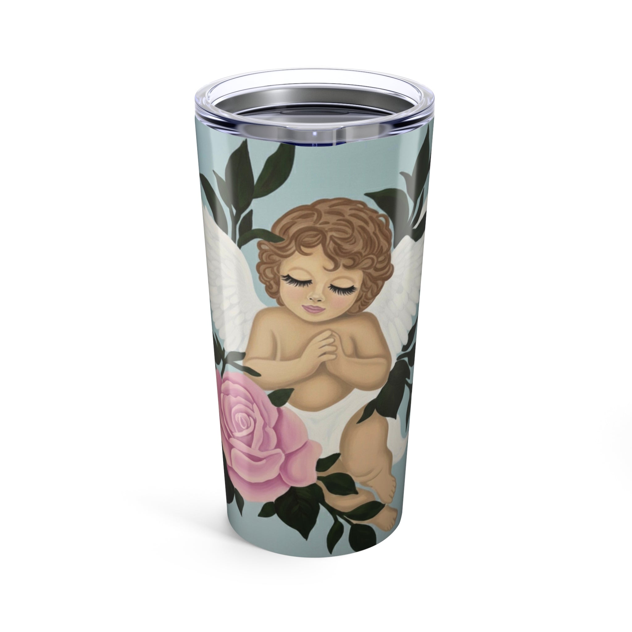 Cherub Floral 20oz Tumbler — Angel Prayer Travel Cup