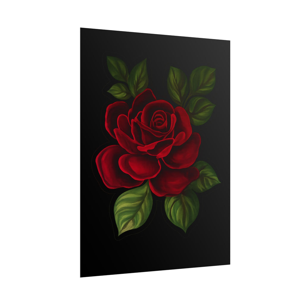Red Rose Art Poster — Romantic Floral Wall Print (Rolled Poster)