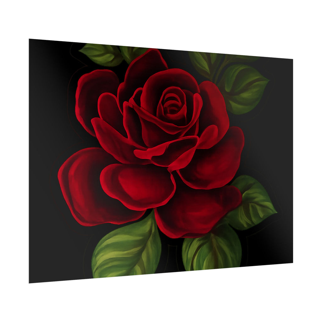 Red Rose Art Poster — Romantic Floral Wall Print (Rolled Poster)