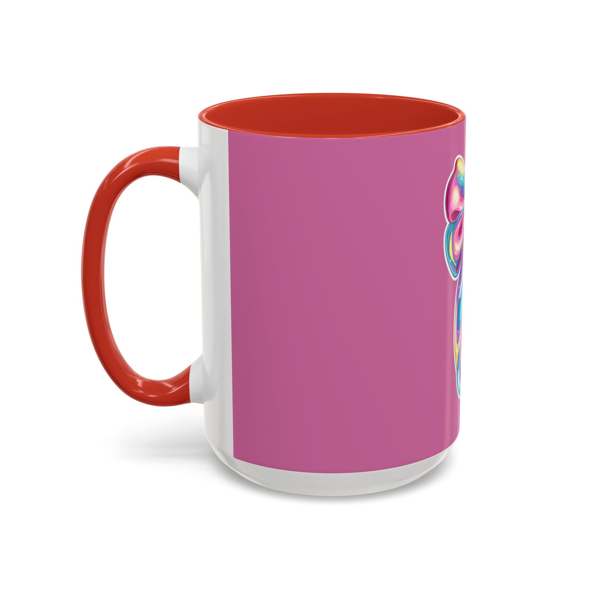 Pink Accent Coffee Mug with Rainbow Bow – Cute Gift Mug for Her