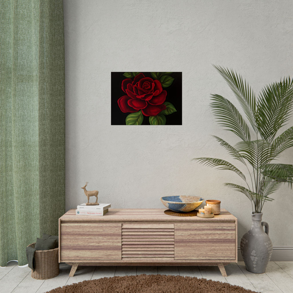 Red Rose Art Poster — Romantic Floral Wall Print (Rolled Poster)