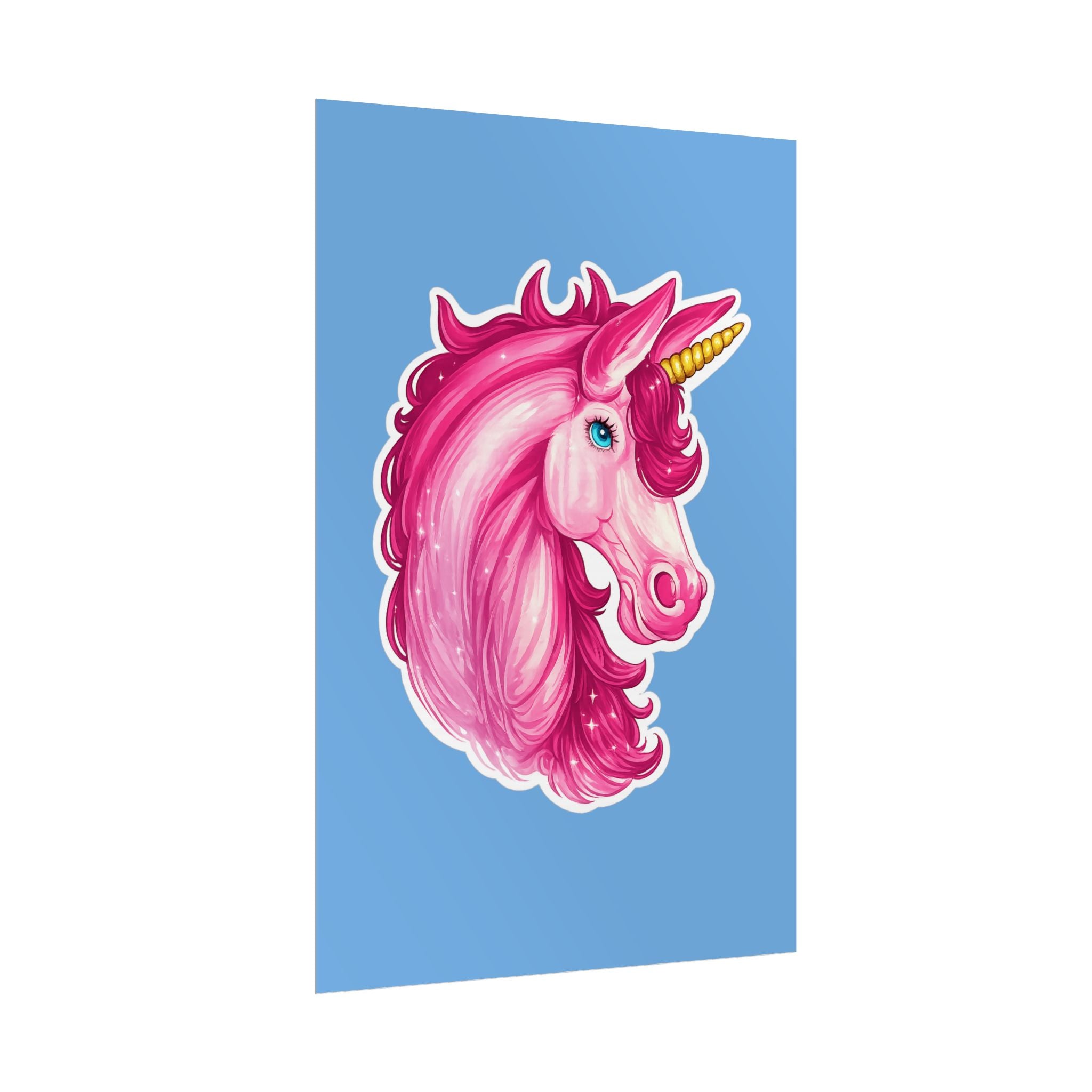 Pink Unicorn Head Rolled Poster — Cute Fantasy Wall Art for Kids' Rooms & Gifts