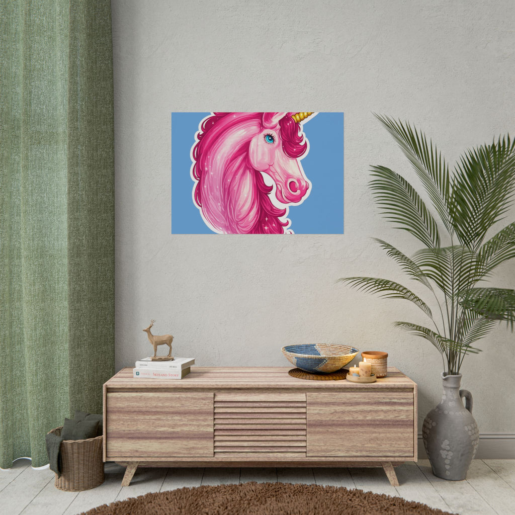 Pink Unicorn Head Rolled Poster — Cute Fantasy Wall Art for Kids' Rooms & Gifts