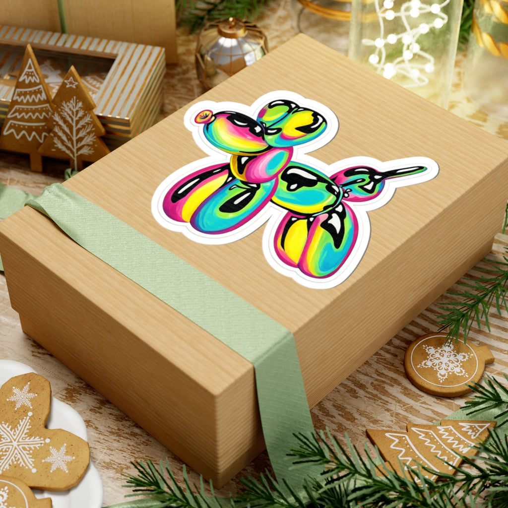 Colorful Balloon Dog Sticker — Colorful Cute Kiss-Cut Sticker for Laptops & Water Bottles