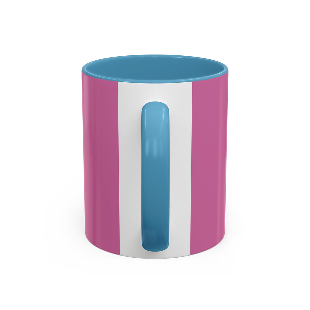 Pink Accent Coffee Mug with Rainbow Bow – Cute Gift Mug for Her