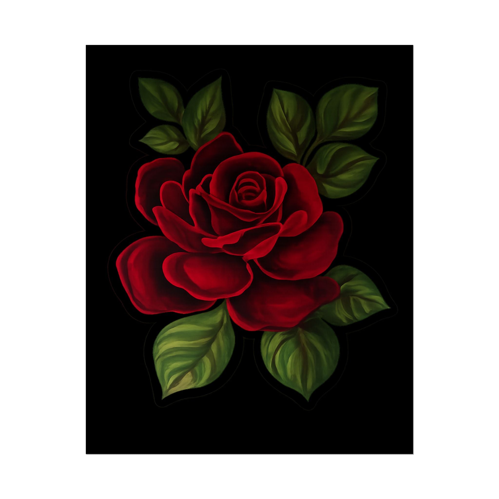 Red Rose Art Poster — Romantic Floral Wall Print (Rolled Poster)