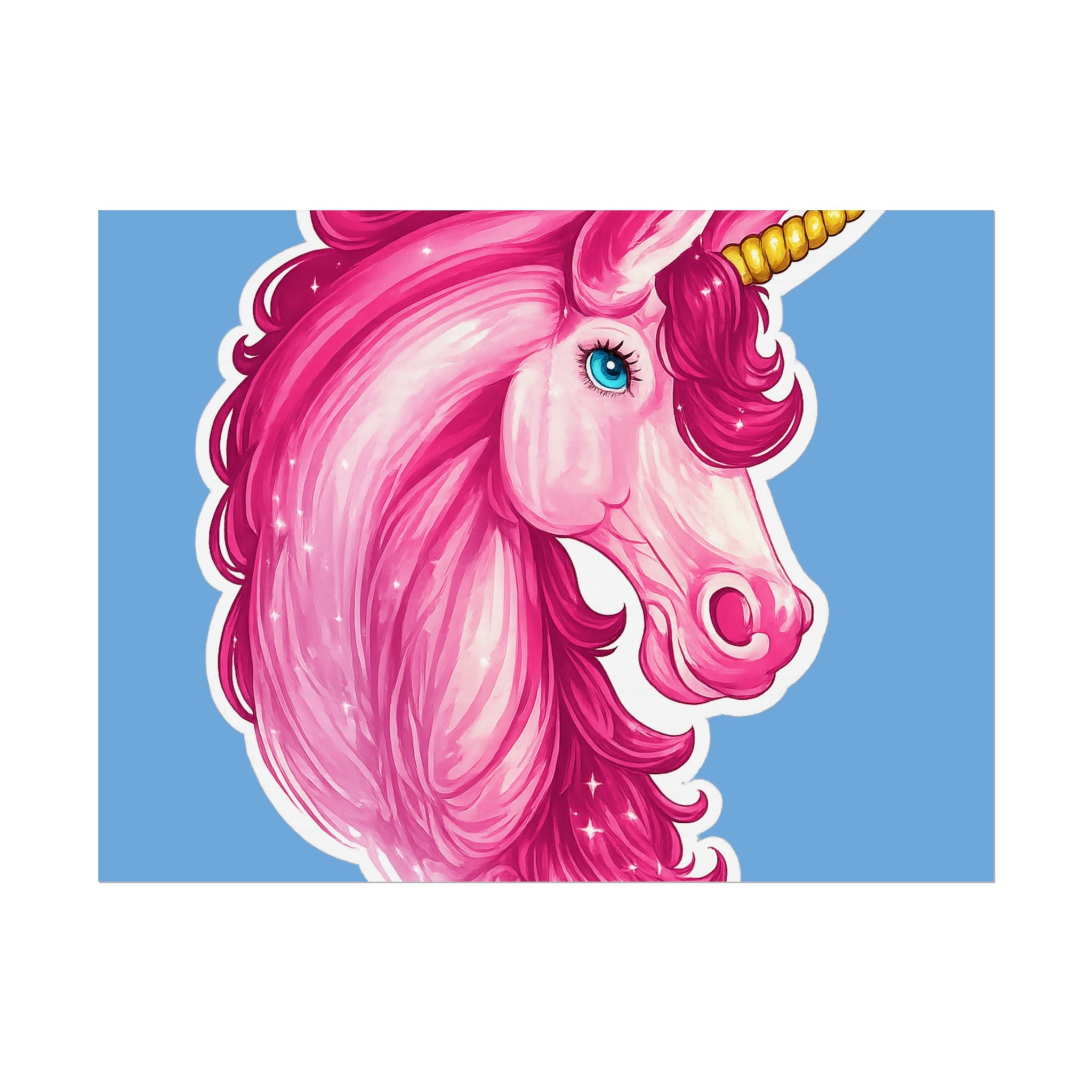 Pink Unicorn Head Rolled Poster — Cute Fantasy Wall Art for Kids' Rooms & Gifts